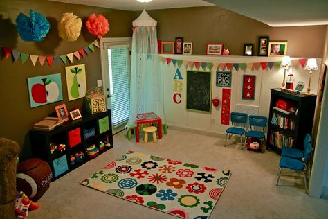 Dream Play Rooms Boys Playroom, Basement Playroom, Playroom Design, Home Daycare, Daycare Ideas, Toy Room, Rooms Decor, Kids Room Ideas, Toy Rooms