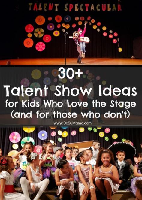 For the kid who loves performing (and those who aren't sure), here are 30+ talent show ideas and tips to help guide your school talent show act. Included are the creative and funny talent show ideas that make us smile. The talent show is a great opportunity to showcase a skill and even face fears! Preschool Talent Show Ideas, Talent Show Arts And Crafts, Diy Talent Show Decorations, Unique Talents Ideas, Talent Show Ideas For Teachers, Group Talent Show Ideas, Kindergarten Talent Show Ideas, Talent Show Activities For Kids, Teacher Talent Show Ideas