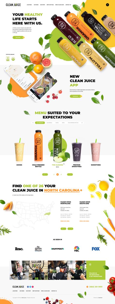 Clean Juice 🌿 Juice Website Design, Juice Website, Clean Juice, Food Website Design, Food Web Design, Best Landing Page Design, Web Design Websites, Best Landing Pages, Email Newsletter Design