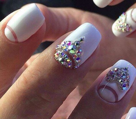 Crown Nail Art, Crown Nails, Pink Tip Nails, Beauty Hacks Nails, Swarovski Nails, Nails Design With Rhinestones, Dope Nail Designs, Her Nails, Gem Nails