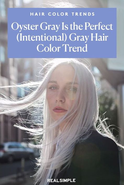 Bleaching Gray Hair, Oyster Gray Hair, Oyster Hair Color, Deep Winter Grey Hair, Oyster Grey Hair, Warm Gray Hair Color, How To Get Silver Hair At Home, Platinum Gray Hair Silver, White Gray Hair Color