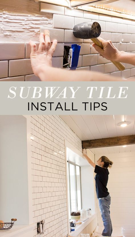 Kitchen Chronicles: A DIY Subway Tile Backsplash, Part 1 - Jenna Sue Design Blog Subway Tile Wall Kitchen, Subway Tile Kitchen Wall, Diy Subway Tile, Heights House, Tile Backsplash Bathroom, Backsplash Patterns, Patterned Tile Backsplash, Jenna Sue Design, Subway Tile Backsplash Kitchen