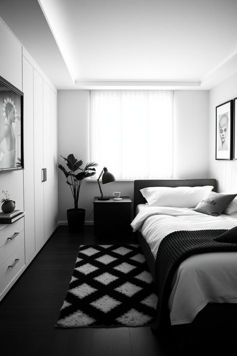 Transform your space with these 15 stylish and inspiring black and white bedroom ideas! From minimalistic designs to bold accents, maximize your space with elegant inspiration. Perfect for any personality, these ideas can add a touch of sophistication and modern flair to your bedroom. Find your dream design and create a chic environment where you can unwind. Get ready to decorate your sanctuary with amazing black and white decor ideas that fit every taste. Black And White Minimalist Bedroom, Black And White Bedrooms, Black And White Decor Ideas, Hippie Bedrooms, Black And White Bedroom Ideas, Hippy Bedroom, Bold Bedding, White Bedrooms, Black And White Bedroom