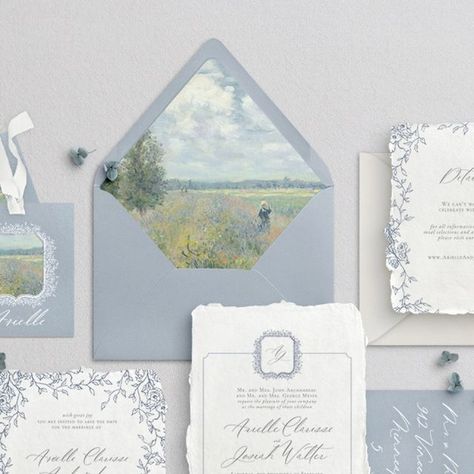 Jenna Tranmer | Luxury Wedding Stationery on Instagram: "A mock-up from the archives 🤍  this stunner suite was inspired by Monet’s “Poppy Fields” - there is something so romantic about vintage works of art and I adored finding ways to incorporate Monet’s painting throughout this suite!   Coming soon to the semi-custom collection for our 2024 couples ✨" Monet Wedding Inspiration, Monet Inspired Wedding, Monet Wedding, Poppy Fields, Vintage Words, Poppy Field, Wedding Show, Wedding Stationary, Works Of Art