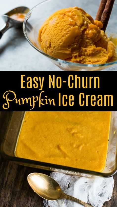 This delicious No-Churn Homemade Pumpkin Ice Cream has all the flavors of pumpkin pie, but in creamy ice cream form. A MUST TRY for Fall! This is also so easy to make and only takes 15 minutes prep time using ingredients most of you already have on hand. Homemade Pumpkin Ice Cream, Best Fall Desserts, Desserts Fall, Creamy Ice Cream, Recipes Pumpkin, Easy Ice Cream Recipe, Pumpkin Cream Cheese Muffins, Moist Pumpkin Bread, Pumpkin Ice Cream