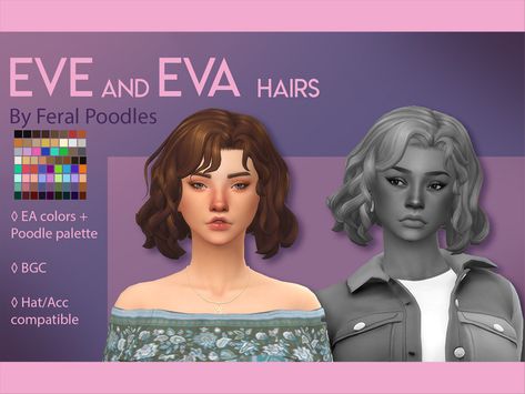 The Sims Resource - Eve Hair Aria Hair, Lola Hair, Eva Hair, Sims 4 Downloads, Wavy Bobs, Short Wavy Hair, Short Wavy, Curly Bob Hairstyles, One Hair