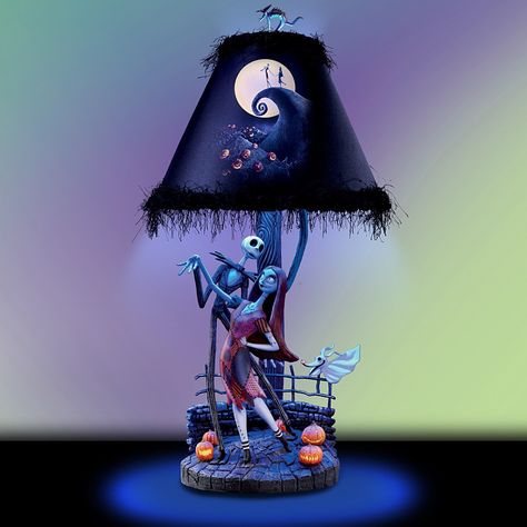 Tim Burton's The Nightmare Before Christmas Moonlight Table Lamp With Jack, Sally And Zero by The Bradford Exchange - - Amazon.com Nightmare Before Christmas Lamp, Romantic Artwork, Nightmare Before Christmas Decorations, Christmas Lamp, Tim Burton Films, Lampshade Designs, Hanging Lamps, Jack And Sally, The Nightmare Before Christmas