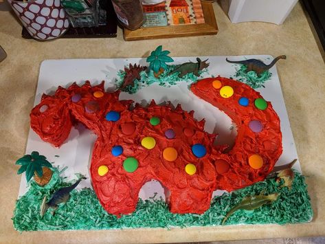 Teddy's Red Dinosaur cake Red Dinosaur, Dinosaur Cake, Gingerbread House, Birthday Candles, Gingerbread, Candles, Cake, Birthday, Red