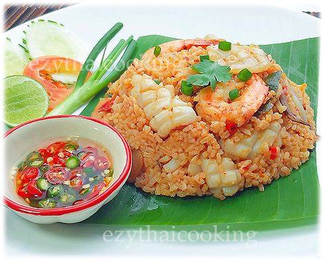 Tom Yum Fried Rice Recipe, Tom Yum Rice, Tom Yum Fried Rice, Seafood Tom Yum Soup, Thai Crab Fried Rice, Thai Basil Fried Rice With Shrimp, Steam Fish Thai Style, Seafood Fried Rice, Shrimp Fried Rice Recipe