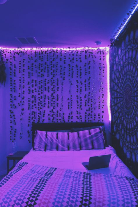 Vines-amazon LED lights-amazon   Tapestry-amazon Bed spreas-Target:) Bedroom Led Lights, Big Bedroom, Bedroom Led, Inspired Bedroom, Bedroom Ideas, Tik Tok, Vines, Led Lights, Tapestry