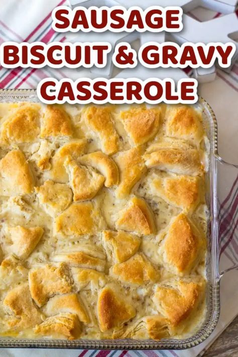 Baked Biscuits And Gravy, Sausage Gravy Bubble Up, Sausage Biscuit Bake, Sausage Gravy Biscuit Bubble Up Casserole, Sausage Gravy Bake, Sausage Egg Gravy Biscuit Casserole, Breakfast Sausage Biscuit Casserole, Buiscits And Gravy Sausage Casserole Recipe, Country Gravy Breakfast Casserole