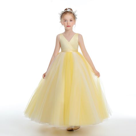 Girls Dresses For Wedding, Beading Embroidery, Princess Flower Girl Dresses, Professional Dress, Ball Gowns Princess, Tulle Flower Girl, Satin Tulle, Tulle Flowers, Kids Gown