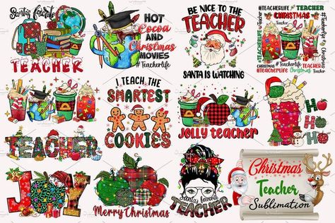 Christmas Fonts Free, Design Bundles Svg, Teacher Sublimation, Holiday Fonts, Christmas Typography, Teacher Design, Tshirt Pillow, Christmas Fonts, Teacher Png