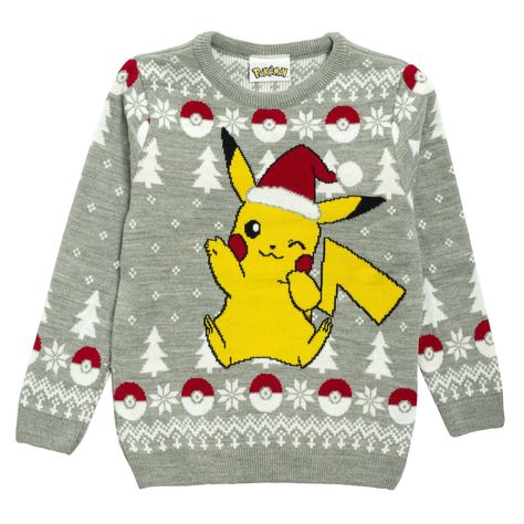 Pokemon Sweater, Secret Santa Christmas Gifts, Knitted Christmas Jumpers, Inexpensive Christmas, Xmas Jumpers, Sweater Ideas, Boys Knits, Cheap Christmas, Pokemon Pikachu