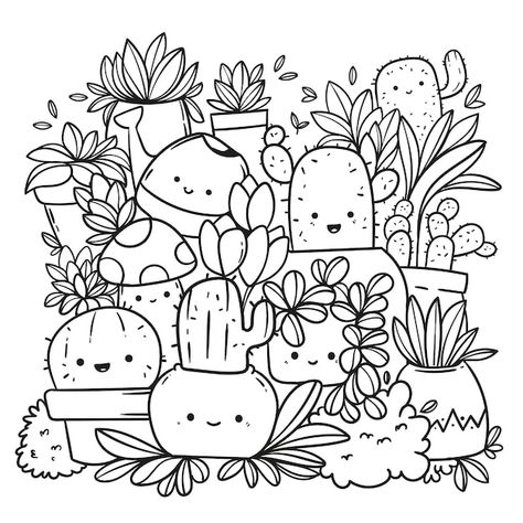 Doodles Kawaii, Kawaii Coloring Book, Doodles Bonitos, People Coloring Pages, Monster Coloring Pages, Doodle Coloring, Easy Coloring Pages, Cute Doodles Drawings, Cool Coloring Pages