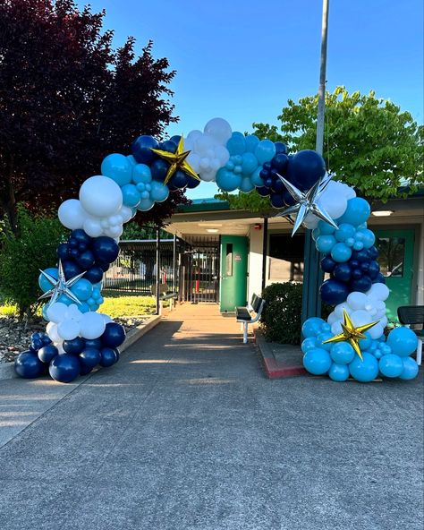 Blues Clues Balloon Arch, Purple Blue And White Balloon Garland, Balloon Wave Arch, Volleyball Balloon Arch, School Spirit Balloon Garland, Sports Banquet Balloon Arch, Shades Of Blue Balloon Arch, Arch Entryway, Blues Clues