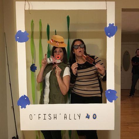 Fishing themed 40th Birthday Photo Booth Fishing Photo Booth, 40th Birthday Photo Booth, Fishing Booth, Fishing Theme Birthday, Fun Reading Activities, Birthday Photo Booth, Fishing Birthday Party, Birthday Photo Booths, Adoption Party