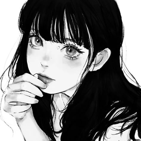 Asian Girl Drawing, Pfp Asian, Black And White Kawaii, Drawing Pfp, Icon Profile Picture, Girl Black And White, Icon Profile, Girl Pfp, Pfp Icons