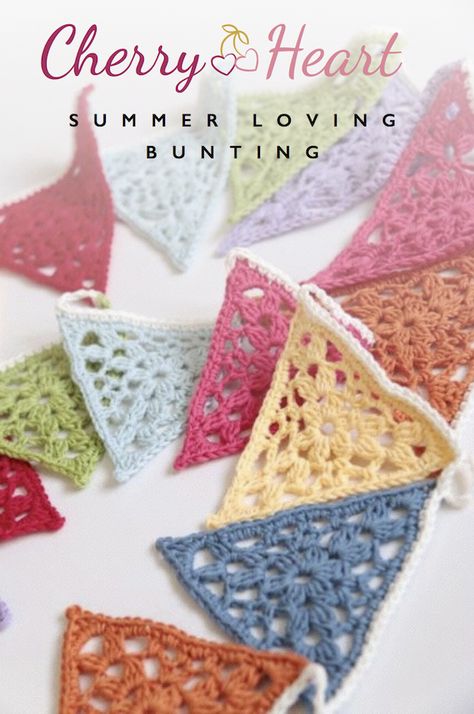 Summer Garland, Lace Bunting, Bunting Pattern, Crochet Bunting, Crochet Garland, Crochet Decor, Summer Loving, Crochet Triangle, Crochet Decoration