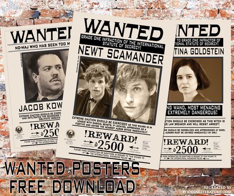 free download fantastic beasts and where to find them wanted posters for newt scamander jacob kowalski and tina goldstein --party decor Jacob Kowalski, Themed Nights, Bugsy Malone, 1920s Speakeasy, Tina Goldstein, Bartenders Guide, Speakeasy Party, Harry Potter Wiki, Fantastic Beast