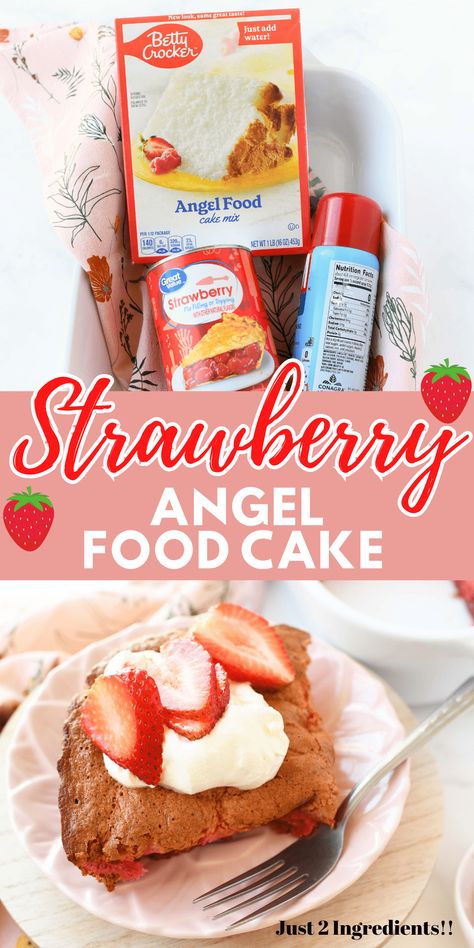 Angel Food With Pie Filling, 2 Ingredient Strawberry Angel Food Cake, White Cake Mix And Strawberry Pie Filling, Angel Food Cake With Pie Filling, Pie Filling And Angel Food Cake, Angel Food Cake And Pie Filling, 2 Ingredient Strawberry Cake, Angel Food Cake Mix And Pie Filling, 2 Ingredient Angel Food Cake