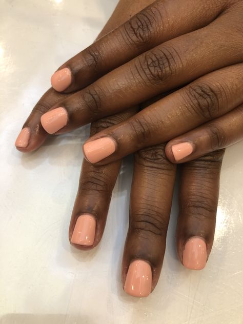 Glazed Donut Nails Dnd Gel, Dnd Gel Polish Colors Black Women, Peach Dnd Gel Nails, Dnd Adobe Gel Polish, Dnd Light Pink Gel Polish, Short Manicured Nails, Dark Skin Nail Color, Summer Smash, Artsy Nails