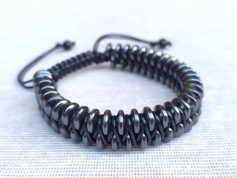 Mens Valentines Gifts, Shamballa Bracelets, Diy For Men, Hematite Bracelet, Healing Crystal Jewelry, Handcrafted Bracelets, Bracelet Men, Natural Stone Bracelets, Mens Beaded Bracelets