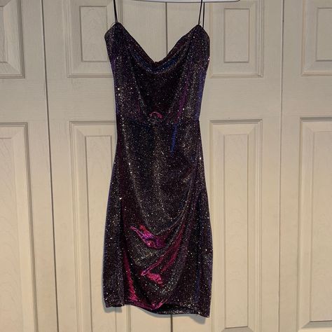 Very Stretchy And Can Fit A Medium Or Large, Color Is Beautiful Mardi Gras Hoco Dress, Short Dark Purple Dress, Y2k Hoco Dress, Dark Purple Prom Dress Long, 90s Hoco Dresses, Dark Purple Party Dress, Dark Purple Hoco Dress, Chris Travis, Hoco Outfits