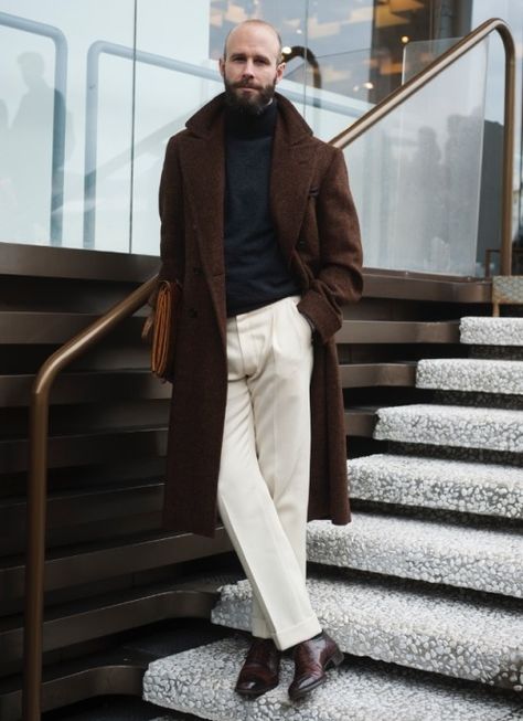 Brown Coat Men Outfits, Mens Brown Coat Outfit, Dark Brown Coat Outfit Men, Brown Coat Outfit Men, Simon Crompton, London Wear, Mens Brown Coat, Brown Coat Outfit, Tailored Suits For Men