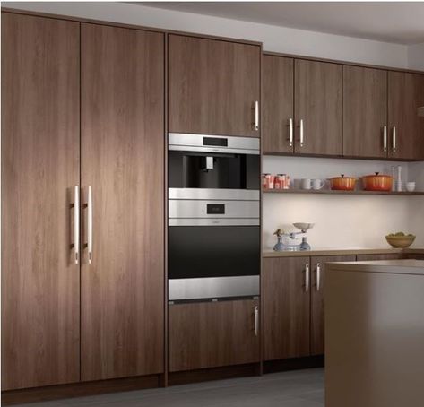 Microwave And Oven Cabinet, Oven Wall, Panel Ready Refrigerator, No Upper Cabinets, Oven Cabinet, System Kitchen, Cabinet Color, Kitchen Oven, Pantry Design