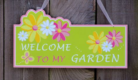 X ღɱɧღ Welcome To My Garden, Welcome To My Life, Exclamation Point, Veg Garden, Garden Signs, Painted Stones, My Garden, Birthday Theme, Vegetable Garden