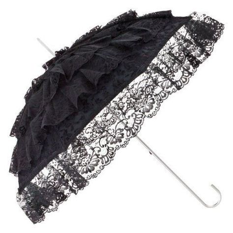 Fancy Umbrella, Cool Umbrellas, Lace Parasol, Cute Umbrellas, Victorian Goth, Black Bridal, Goth Outfits, Fashion Design Clothes, Fantasy Fashion