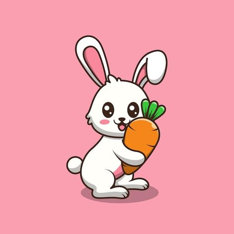 Bunny Holding Carrot, Carrot Cartoon, Carrot Drawing, Logo Rabbit, Animated Bunny, Cute Cartoon Illustration, Candy Drawing, Cute Cartoon Rabbit, Cartoons Hd