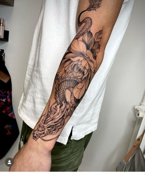 Both Arm Tattoos, Japanese Style Tattoo Sleeve Men, Man Upper Arm Tattoo, Grudge Tattoos For Men, Japanese Dragon Tattoos Forearm, Forarm Tattoos For Man Sleeve, Small Chinese Tattoo, Forearm Flower Tattoos, Sleeve Tattoos Dragon