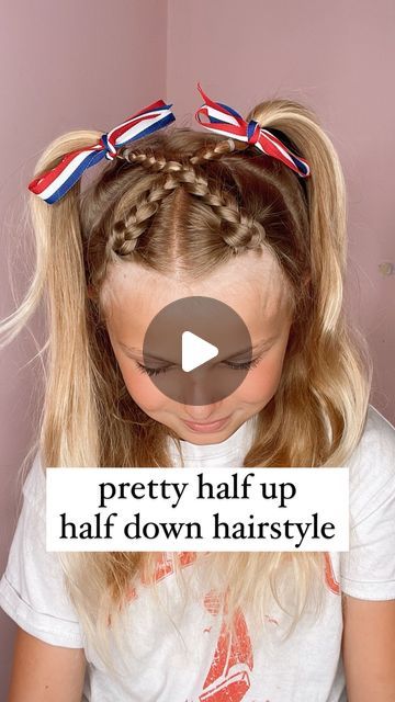 Audrey McClelland on Instagram: "CUTE HALF UP HALF DOWN HAIRSTYLE 💗 Here’s a super sweet hairstyle to do for the summer. I love how this one looks and I equally love how easy this one is to do!  . Sharing all of my favorite hair products below in my stories and in my highlights.  . #hairdo #braidideas #braidinspo #braidinspiration #braid #simplehairstyles #simplehair #simplehairstyle #easyhairstyles #easyhairstyle #easyhairstylesforgirls #cutehairstyles #cutehair #hairvideo #hairideas #hairinspo #hairinspiration #hairvideos #hairidea #schoolhairstyles #schoolhair #hairstyles #hair #hairstyle #hairtutorial #hairtutorials #halfup #halfuphalfdownhairstyle" Easy Kid Hairstyles, July Hairstyles, Aria Hair, Favorite Hair Products, Braid Half Up Half Down, Sweet Hairstyles, Cute Toddler Hairstyles, Half Up Half Down Hairstyle, Easy Hairstyles For Kids