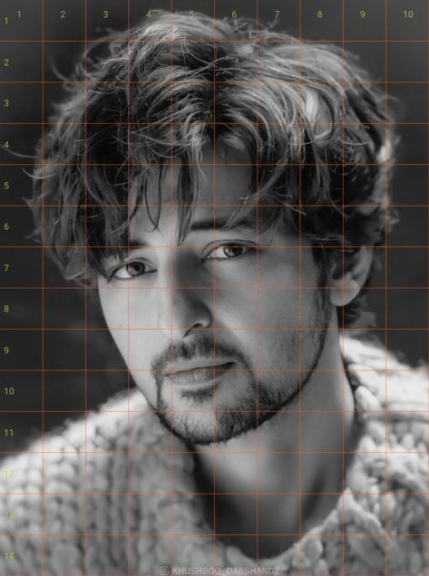 Grid Portrait, Pencil Sketch Portrait, Celebrity Art Portraits, Sketch Images, Buddhist Art Drawing, Cute Origami, Darshan Raval, Sketch Portrait, Art Tutorials Watercolor