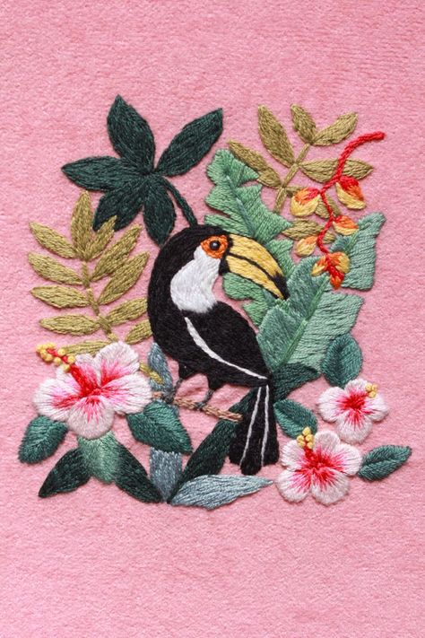 Hand Embroidery Tutorial, Hand Work Embroidery, Hand Embroidery Projects, Pola Sulam, Paper Embroidery, Bird Embroidery, Learn Embroidery, 자수 디자인, Sewing Embroidery Designs