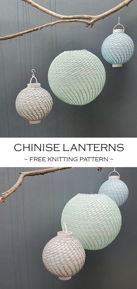 Chinese Lantern Free Knitting Pattern Crochet Chinese Lantern Free Pattern, Magic Lanterns Crochet, Crochet Chinese Lantern, Crochet Hanging Lantern, Mystical Lanterns Crochet Pattern, Lantern Crochet, Boho Lanterns, Fabric Lantern, Knitting Storage