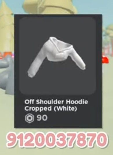 White Jacket Roblox Code, Roblox Hoodie Codes, Hoodie Roblox Code, Bios Instagram, Bloxburg Christmas, Off Shoulder Jacket, Bloxburg Hacks, Blocksburg Outfit Codes￼, Hoodie Roblox