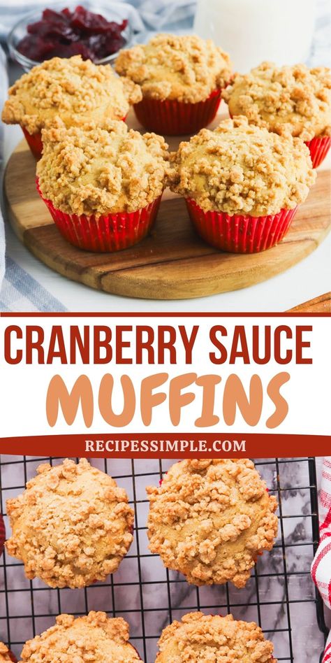 What Can I Do With Left Over Cranberry Sauce, Leftover Cranberry Sauce Recipes, Leftover Cranberry Sauce Recipe, Cranberry Sauce Recipes, Cranberry Sauce Muffins, Easy Breakfast Muffins, Pecan Muffins, Jellied Cranberry Sauce, Breakfast Muffin