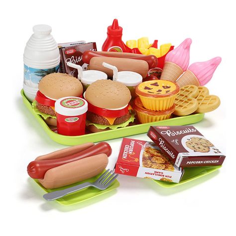 Bruce&Shark Hamburger French Fries Pretend Food Toys Gift For Kid & Reviews | Wayfair Toys Kitchen Set, American Fast Food, Kitchen Sets For Kids, Toys Kitchen, Toy Kitchen Set, Kids Play Set, Play Food Set, Pretend Play Food, Chicken And Biscuits