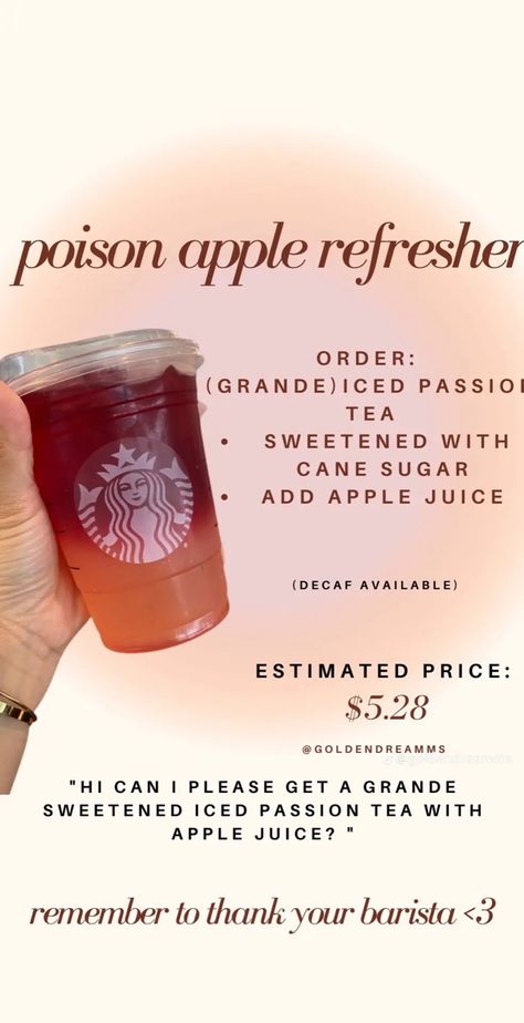 Sleepy Drinks, Starbucks Tea Drinks, Starbucks Treats, Starbucks Drink Menu, Starbucks Hacks, Starbucks Secret Menu Recipes, Cold Starbucks Drinks, Starbucks Orders, Secret Starbucks Recipes