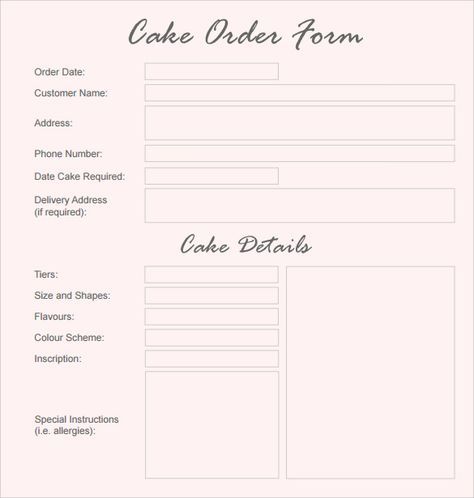 Cake Order Form Template PDF Cake Business Plan, Wedding Cake Order Form, Cake Pricing Guide, Cake Order Form, Cake Order Forms, Order Form Template Free, Wedding Budget Planner, Cake Quotes, Wedding Cake Servings