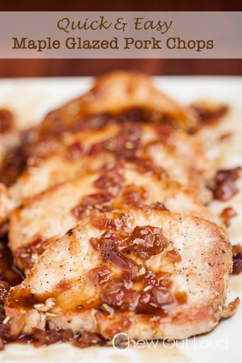 Quick 'n Easy Maple Glazed Pork Chops | Chew Out Loud Maple Glazed Pork Chops, Maple Pork Chops, Slow Cooker Pork Loin, Mustard Pork Chops, Easy Pork Chops, Easy Pork Chop Recipes, Glazed Pork Chops, Glazed Pork, Weekend Meals