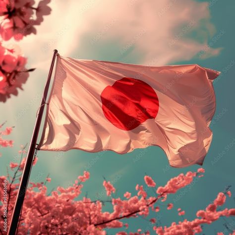 Download Japanese flag against blue sky, Japanese flag at sunrise Stock Photo and explore similar images at Adobe Stock. Flag Of Japan, Japanese Flag, Japan Flag, Ni Idea, Flag Photo, Japan Aesthetic, Wallpaper Photos, Iphone Wallpaper Photos, America And Canada