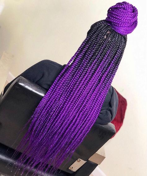 Purple Box Braids, Ombre Braids, Colored Box Braids, Purple Braids, Weave Hairstyles Braided, Afro Braids, Braided Hairdo, Colored Braids, Box Braids Styling