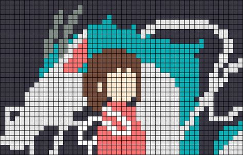 Princess Mononoke Alpha Pattern, Crochet Alpha Pattern Studio Ghibli, Howls Moving Castle Pixel Art Grid, Alpha Patterns Studio Ghibli, Totoro Alpha Pattern, Howls Moving Castle Alpha Pattern, Studio Ghibli Grid Pattern, Alpha Pattern Ghibli, Kawaii Alpha Pattern