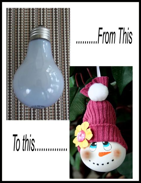 How to make a snowman ornament from a recycled light bulb - HubPages Diy Light Bulb Ornaments, Diy Light Bulb Crafts, Diy Snowman Ornaments, Kids Ornament, Light Bulb Crafts, Snowman Crafts Diy, Light Bulb Ornaments, Make A Snowman, Snowman Christmas Decorations