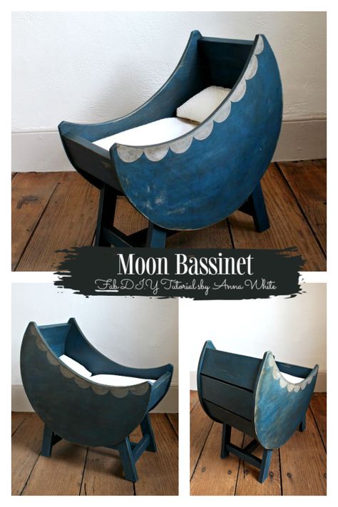 How to Make Moon Bassinet Baby Cradle - Free Plan - DIY Tutorials Wooden Bassinet Diy, Diy Baby Bassinet, Doll Bassinet Pattern Free, Wooden Baby Cradle, Moon Bassinet, Moon Shaped Cradle, Moon Cradle, Bassinet Baby, Baby Doll Furniture