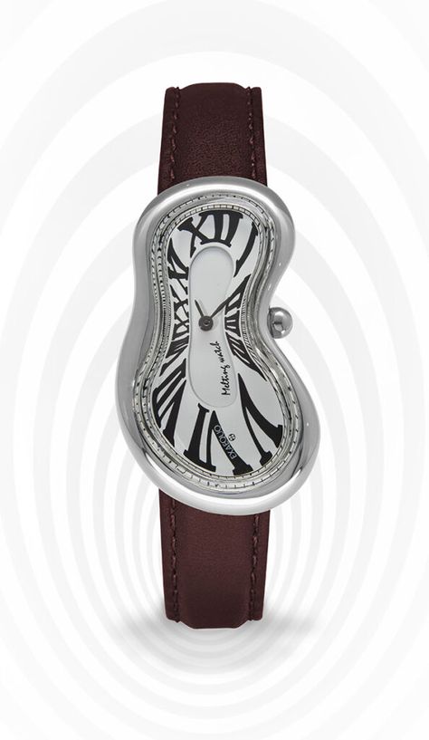 Cartier Crash surrealism inspires Exaequo Melting Watch Asymmetrical watch rides the same Salvador Dalí Surrealist movement that inspired Cartier in the 1970s. Salvador Dali Watch, Dali Watch, Melting Watch, Cartier Crash, Surrealist Movement, Louis Moinet, D1 Milano, Tw Steel, Brown Leather Flats